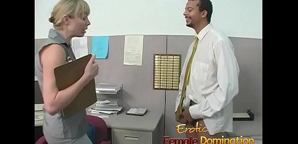  Bossy blonde office bitch dominates and humiliates workers at work